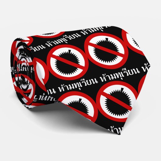 NO Durian ⚠ Thai Language Script Sign ⚠ Stropdas (Opgerold)
