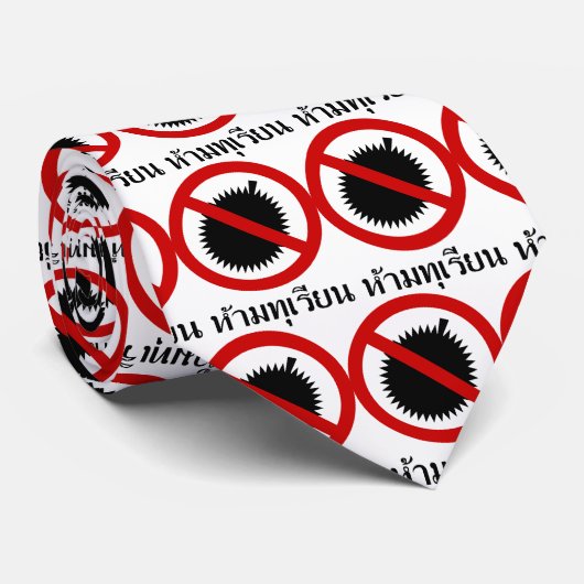NO Durian ⚠ Thai Language Script Sign ⚠ Stropdas (Opgerold)