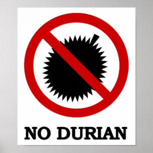 NO Durian Tropical Fruit Sign Poster