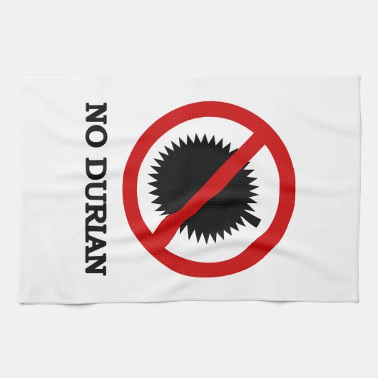NO Durian Tropical Fruit Sign Theedoek (Horizontaal)