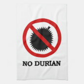 NO Durian Tropical Fruit Sign Theedoek (Verticaal)