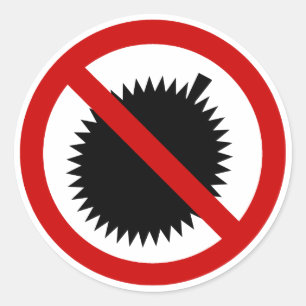 NO Durian Tropical Fruit ⚠ Thai Sign ⚠ Ronde Sticker