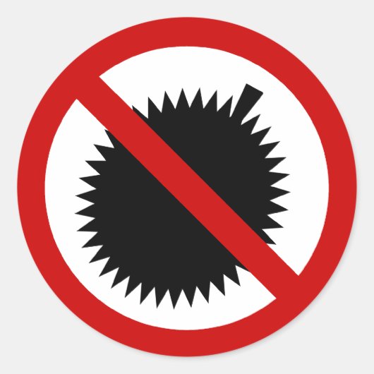NO Durian Tropical Fruit ⚠ Thai Sign ⚠ Ronde Sticker (Voorkant)