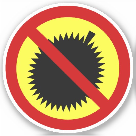 NO Durian Tropical Fruit ⚠ Thai Sign ⚠ Sticker (Voorkant)