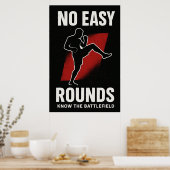 No Easy Rounds MMA Motivation Poster (Keuken)