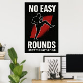 No Easy Rounds MMA Motivation Poster (Thuiskantoor)
