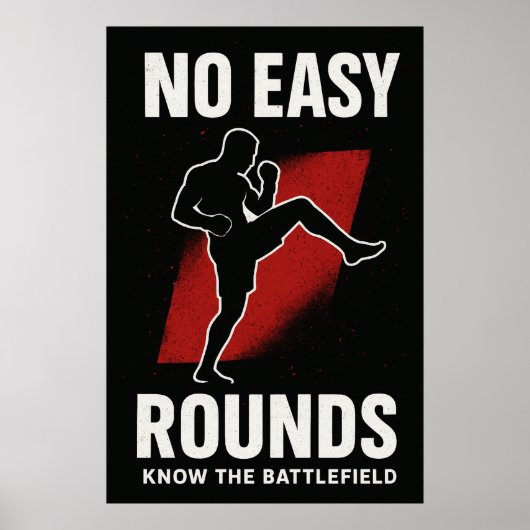 No Easy Rounds MMA Motivation Poster (Voorkant)