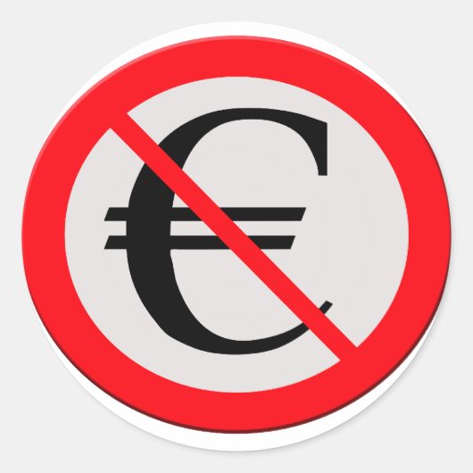 No Euro Ronde Sticker (Voorkant)