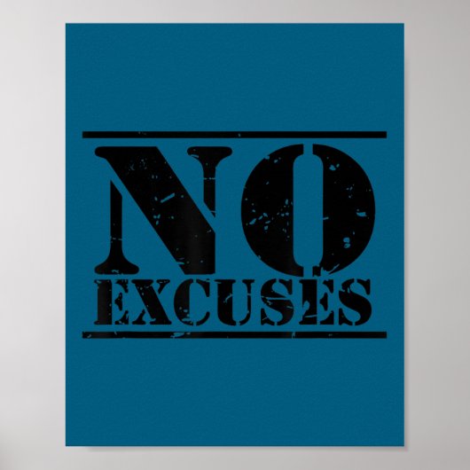 No Excuses Athlete Training Motivation Distressed Poster (Voorkant)