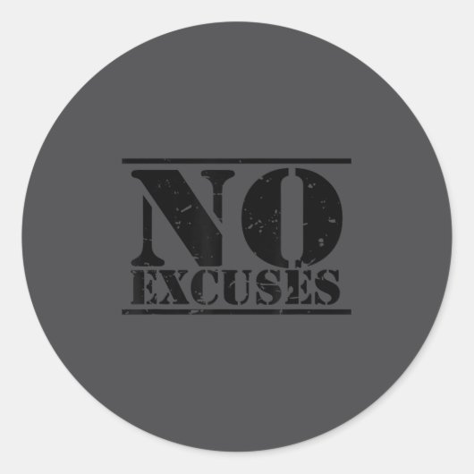 No Excuses Athlete Training Motivation Distressed  Ronde Sticker (Voorkant)