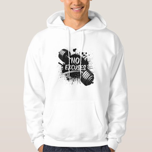 No Excuses Hoodie – Bold Motivational Typography (Voorkant)