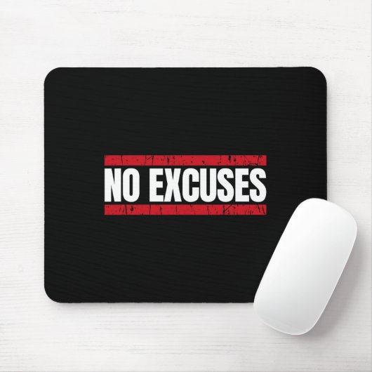 No Excuses Inspirational Saying Motivational Gym W Muismat (Met muis)