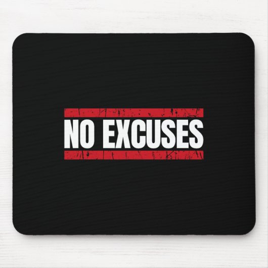 No Excuses Inspirational Saying Motivational Gym W Muismat (Voorkant)