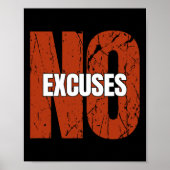 No Excuses Inspirational Saying Motivational Gym W Poster (Voorkant)