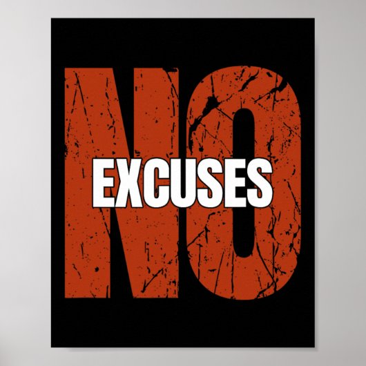 No Excuses Inspirational Saying Motivational Gym W Poster (Voorkant)