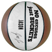 No Excuses Just Buckets – Personalized Motivationa Basketbal (Verticaal)