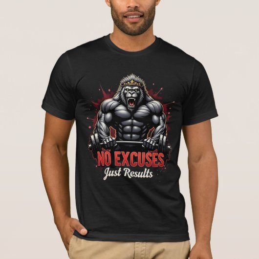 No Excuses – Just Results | Beast Mode Gorilla Gym T-shirt (Voorkant)