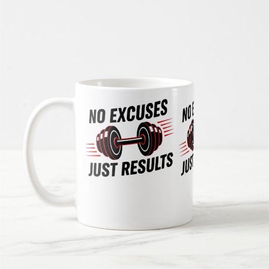 No Excuses Just Results Motivational Koffiemok (Links)