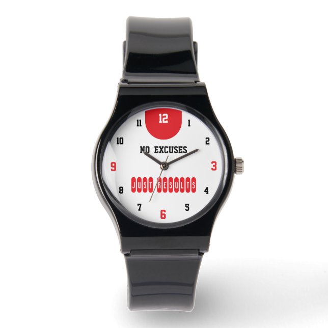 No Excuses Just Results White Horloge (Voorkant)