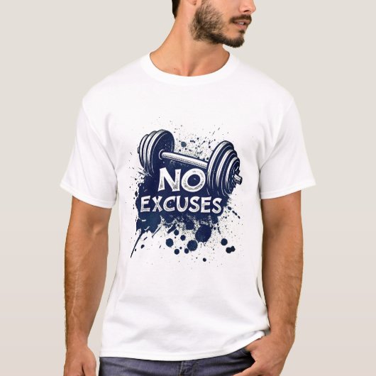 No Excuses T-Shirt – Bold Motivational Typography (Voorkant)