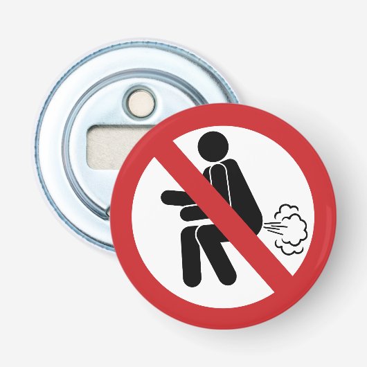 NO Farting ⚠ Funny Thai Toilet Sign ⚠ Button Flesopener (Voorkant)
