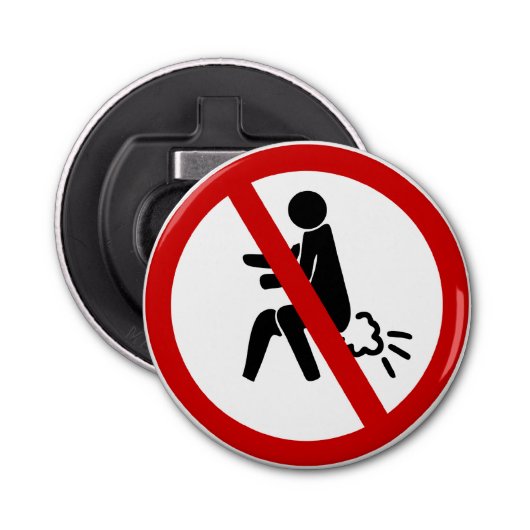 NO Farting ⚠ Funny Thai Toilet Sign ⚠ Button Flesopener (Voorkant)