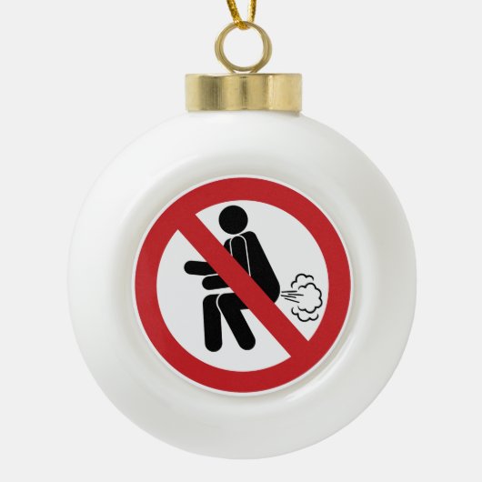 NO Farting ⚠ Funny Thai Toilet Sign ⚠ Keramische Bal Ornament (Voorkant)