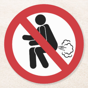 NO Farting ⚠ Funny Thai Toilet Sign ⚠ Ronde Kartonnen Onderzetter
