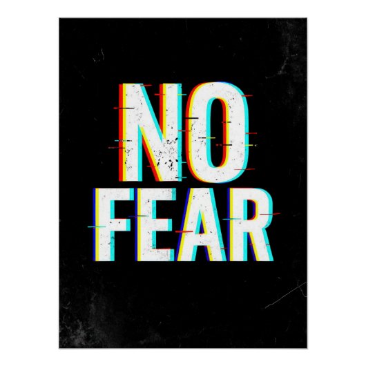 NO FEAR Glitch Effect Poster | Motivational (Voorkant)
