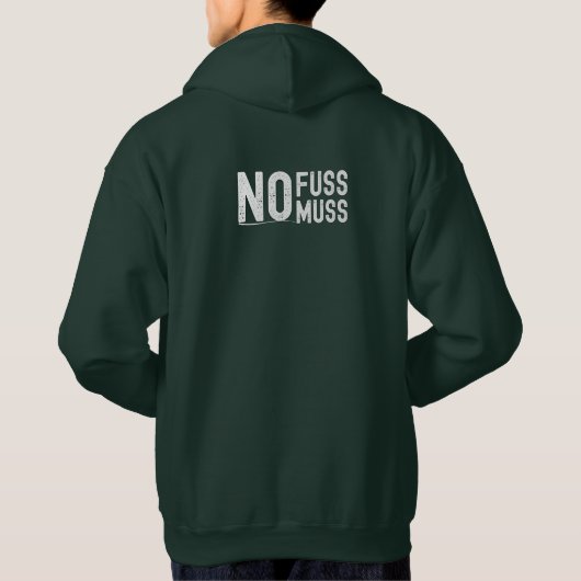 No Fuss No Muss Hoodie - Vertical Typography and D (Achterkant)