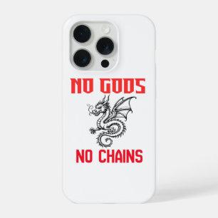 No Gods No Chains Dragon Illustratie iPhone Hoesje 15 Pro Case
