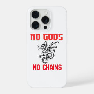 No Gods No Chains Dragon Illustratie iPhone Hoesje 15 Pro Case