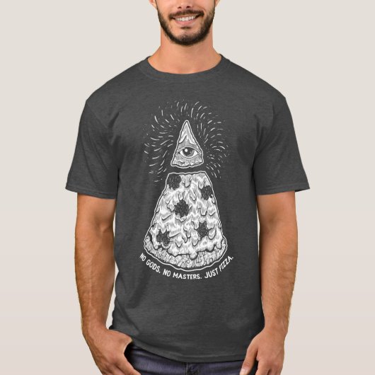 No Gods No Masters Just Pizza Evil Satanic T-shirt (Voorkant)