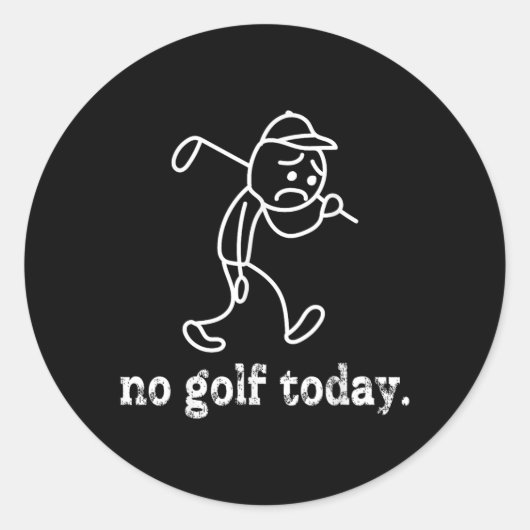 No Golf Today Funny Sad Stickman Golfer Humor Golf Ronde Sticker (Voorkant)