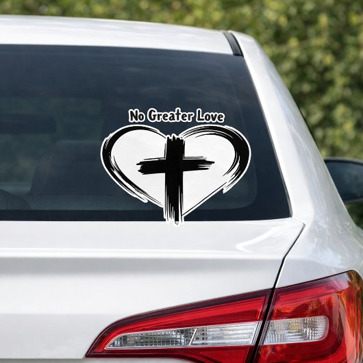 No Greater Love Cross Black Heart  Sticker
