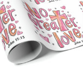 No Greater Love Jesus Valentine Christmas Christia Cadeaupapier (Rol Hoek)