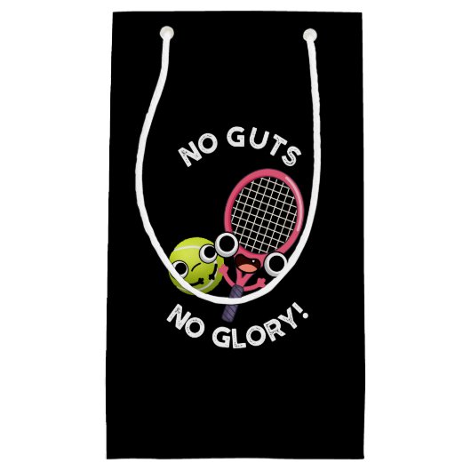 No Guies No Glory Funny Tennis Pun Dark BG Klein Cadeauzakje (Voorkant)