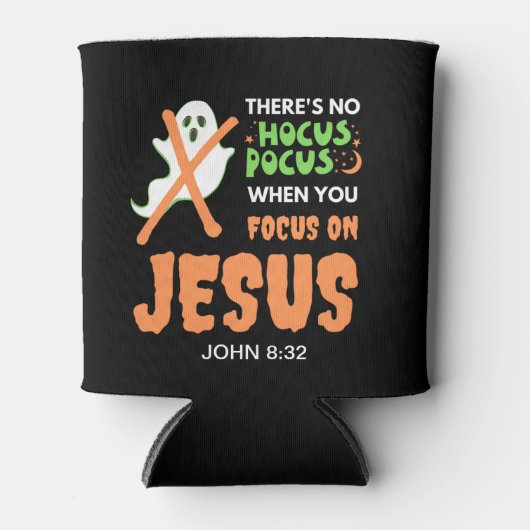 NO HOCUS POCUS Monogram Christelijk Halloween Blikjeskoeler (Voorkant)