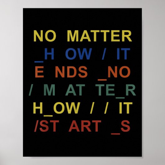 No How It Ends No How It Starts Quote Poster (Voorkant)