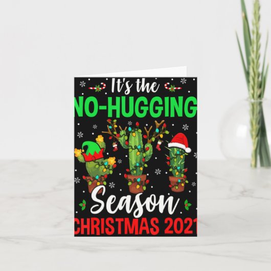 No Hugging Season Xmas 2021 Elf Reindeer Santa Ca  Kaart (Voorkant)
