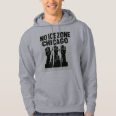 No ICE Zone Hoodie – Raised Fists Over Chicago Sky (Voorkant)
