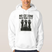 No ICE Zone Hoodie – Raised Fists Over NYC Skyline (Voorkant)