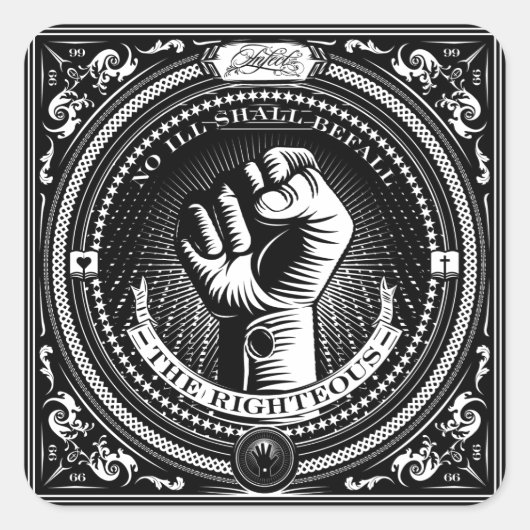 No Ill Befalls de rechtvaardige Stickers (Voorkant)