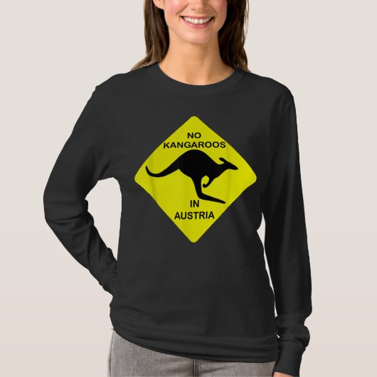 No Kangaroos In Austria Funny T-Shirt Yellow Sign (Voorkant)