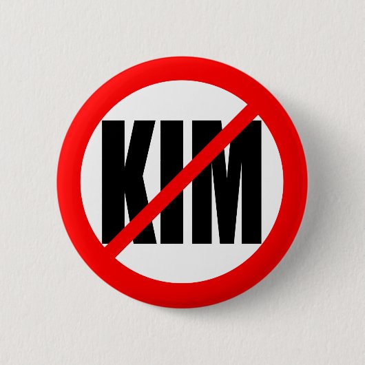 "NO KIM" RONDE BUTTON 5,7 CM (Voorkant)