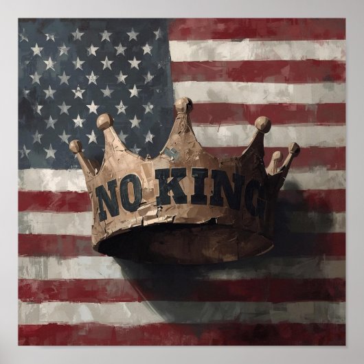 No King – Broken Crown on American Flag Poster (Voorkant)