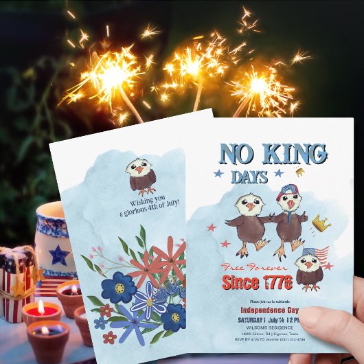 "No King Days" Patriotic Eagle Foto terug Kaart