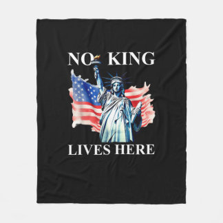 No King Lives in America Freedom Flag Patriotic Fleece Deken
