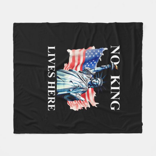 No King Lives in America Freedom Flag Patriotic Fleece Deken (Voorkant (Horizontaal))