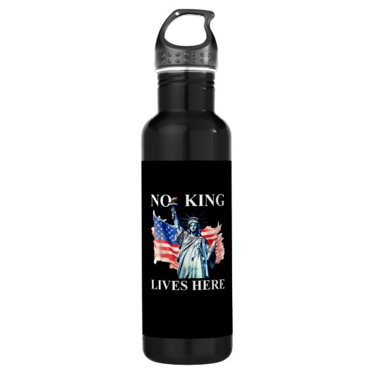 No King Lives in America Freedom Flag Patriotic Waterfles (Voorkant)